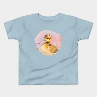 Cute Baby Duck With Floral Crown Kids T-Shirt